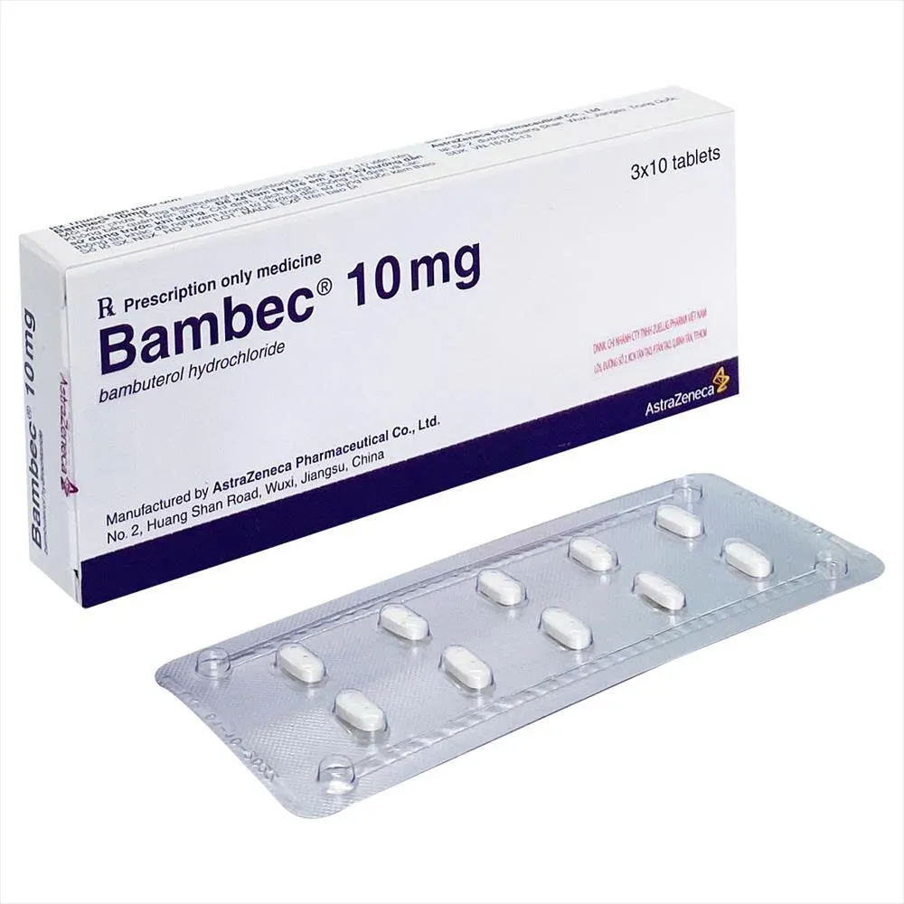 Bambec 10mg Astrazeneca (H/30v) - Thuốc giúp giãn phế quản kéo dài, phòng & kiểm soát hen suyễn, viêm phế quản mạn
